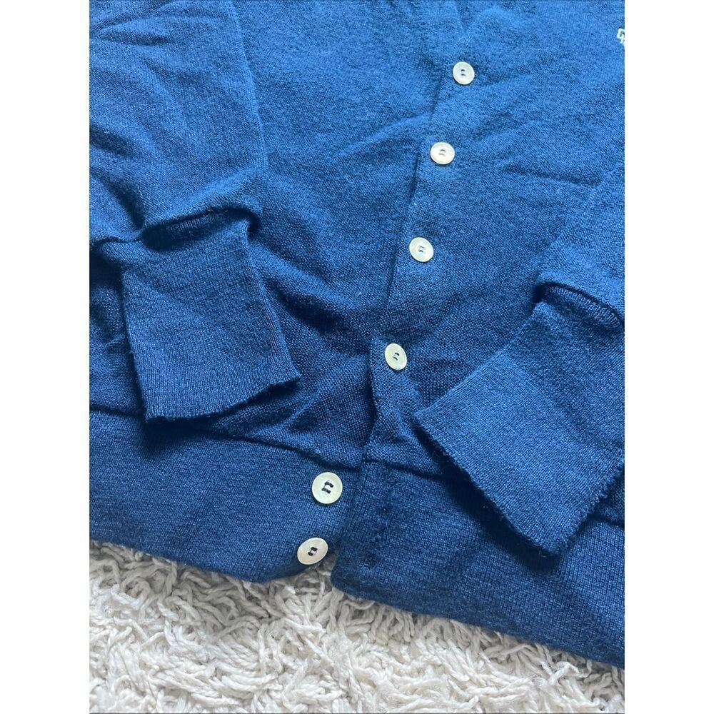 Vintage Christian Dior Monsieur Sweater M Orlon USA Made Logo Cardigan Navy Blue - Picture 7 of 12